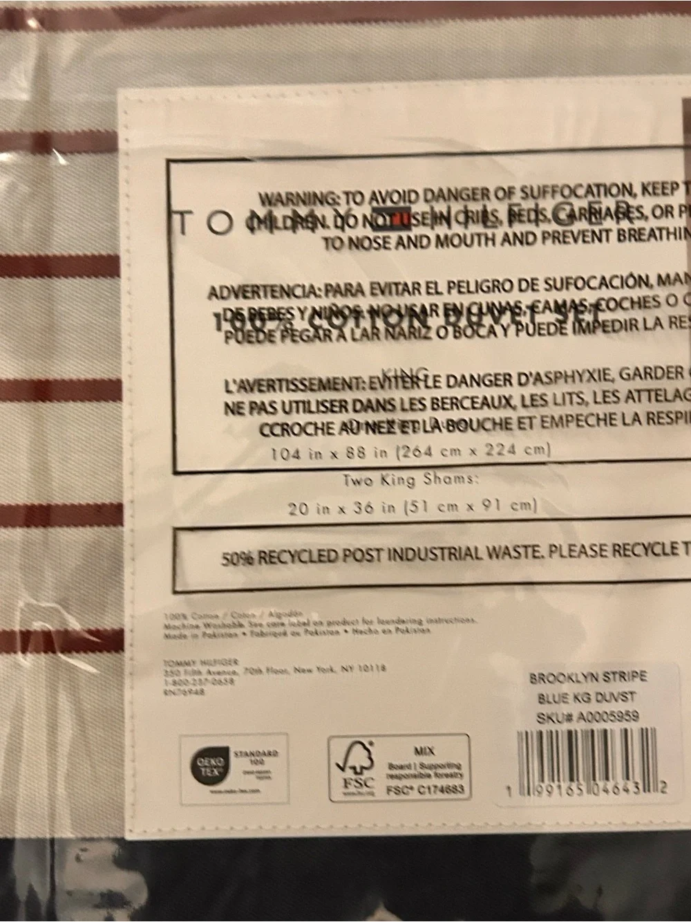 Tommy Hilfiger duvet cover set king size new